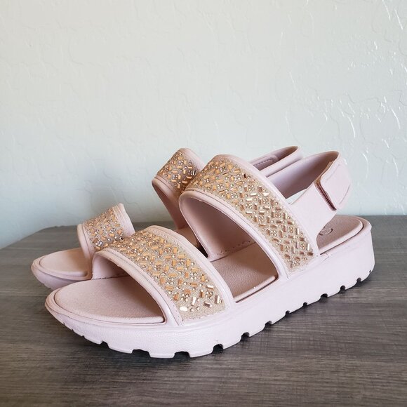 Skechers Foamies Footsteps Glam Party Rhinestone Sandals Blush Pink Sz Womens 8 - Picture 11 of 11